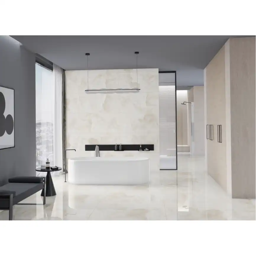 Керамогранит AVS Onyx Light Live 60x120 полированный, бежевый фото 6