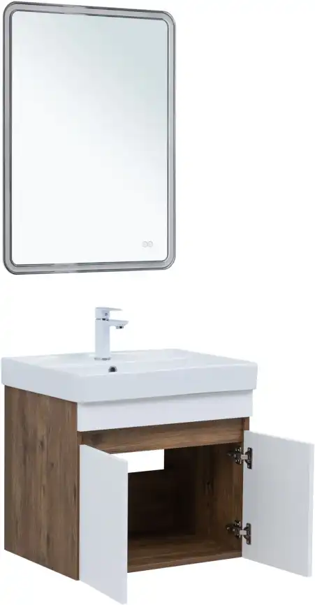 Тумба под раковину Aquanet Оптима 60 дуб рустикальный/белый сатин, 344791 фото 6