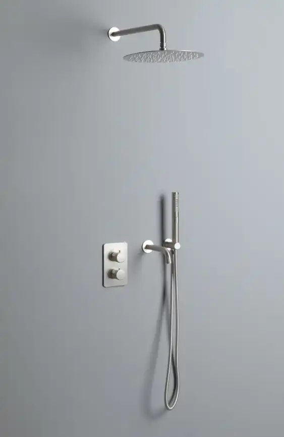 Душевая система Allen Brau Priority 5.31014-BN для ванны с изливом, термостатическая, встраиваемая, Никель браш фото 3