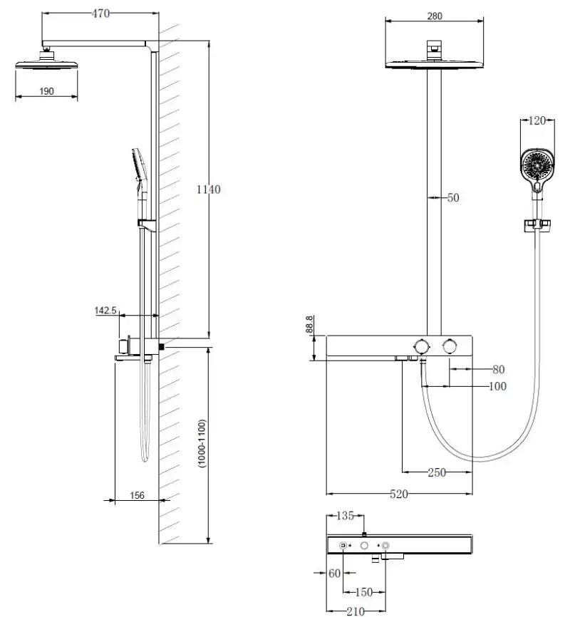 Душевая система  Vincea Inspire VSFS-3I13TMB VSFS-3I13TMB  с термостатом, черный матовый фото 7