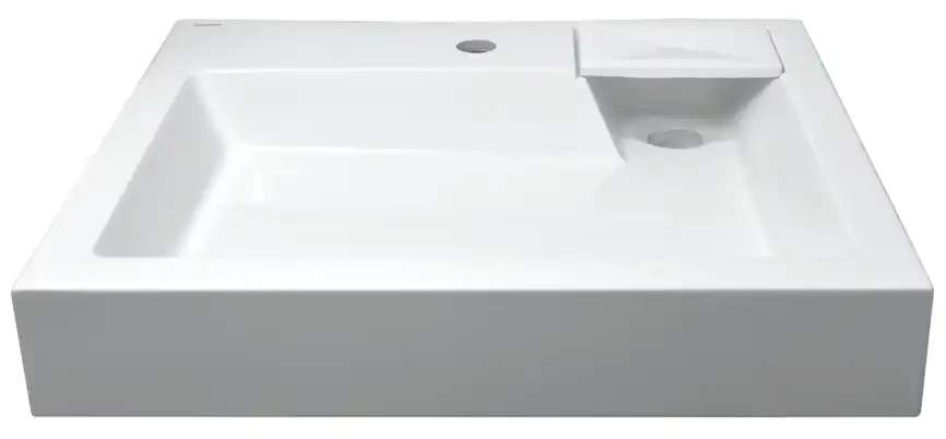 Раковина  Azario SLIM 60х60 CS00078302  над стиральной машиной, из литьевого мрамора, Белая фото 2