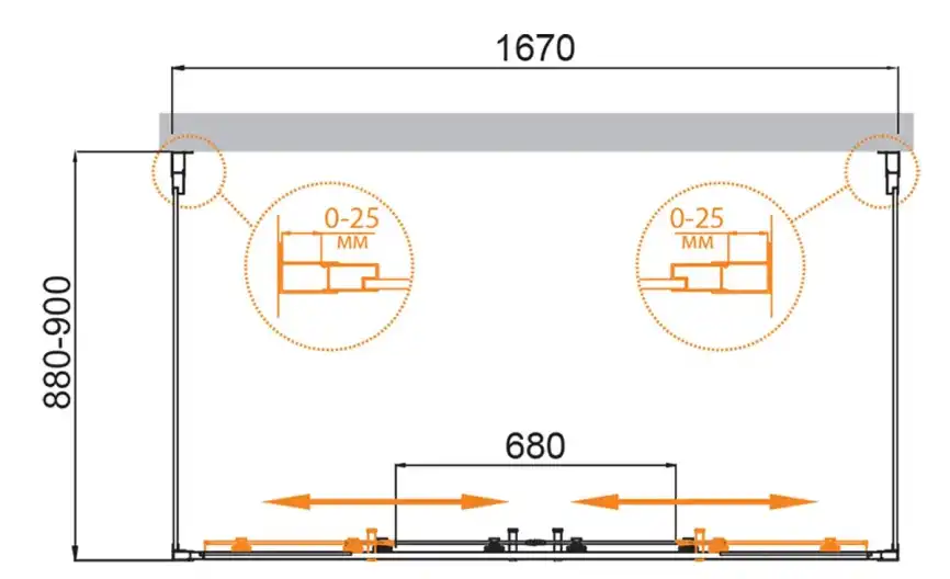 Душевой уголок CEZARES MOLVENO-AH-2/2-170/90-C-Cr-IV стекло Прозрачное, профиль Хром фото 6