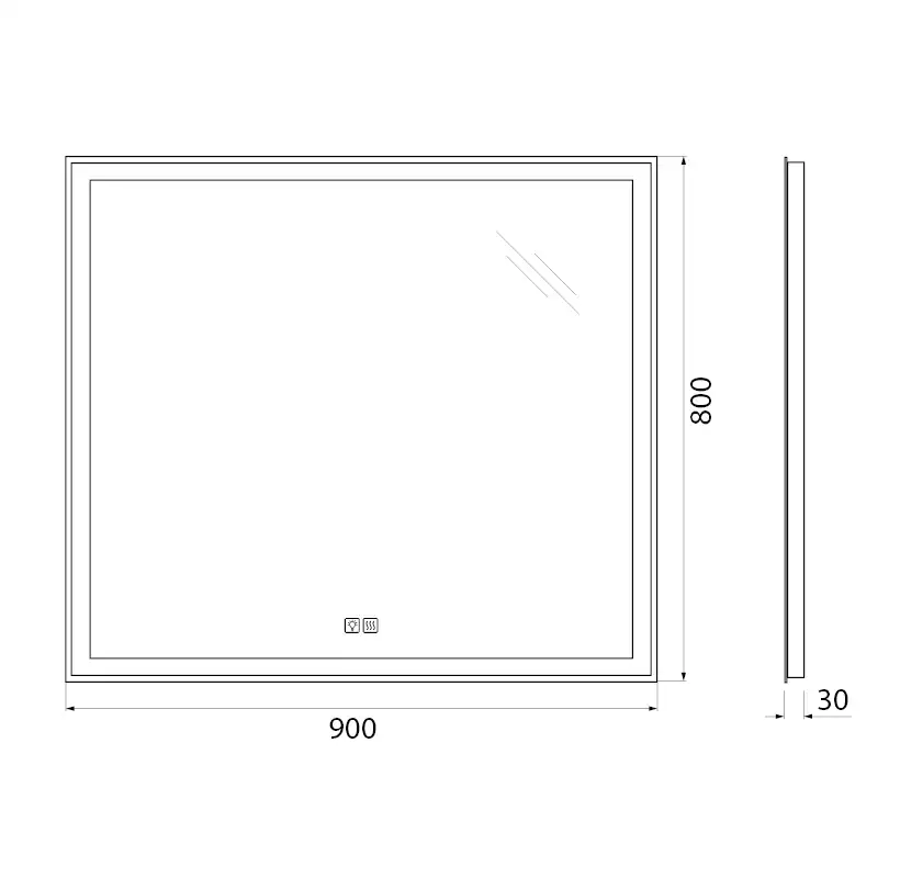 Зеркало BelBagno SPC-GRT 90х80 SPC-GRT-900-800-LED-TCH-WARM с подстветкой, сенсорный выключатель, с подогревом фото 9