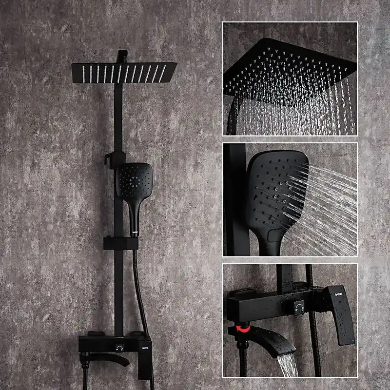 Душевая система Gappo G2407-6 с поворотным изливом, Черный матовый фото 1