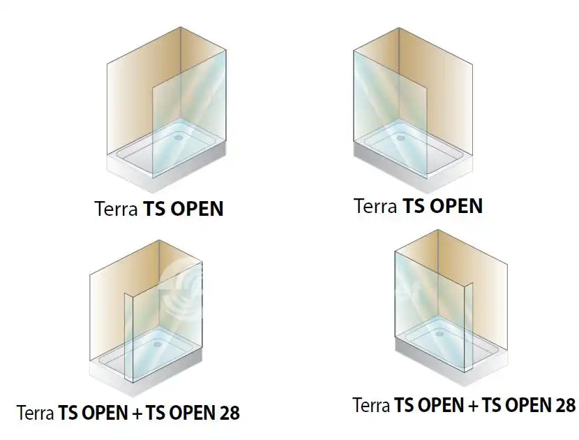 Душевая перегородка Kolpa-San Terra TS OPEN 100 профиль хром, стекло Прозрачное фото 5