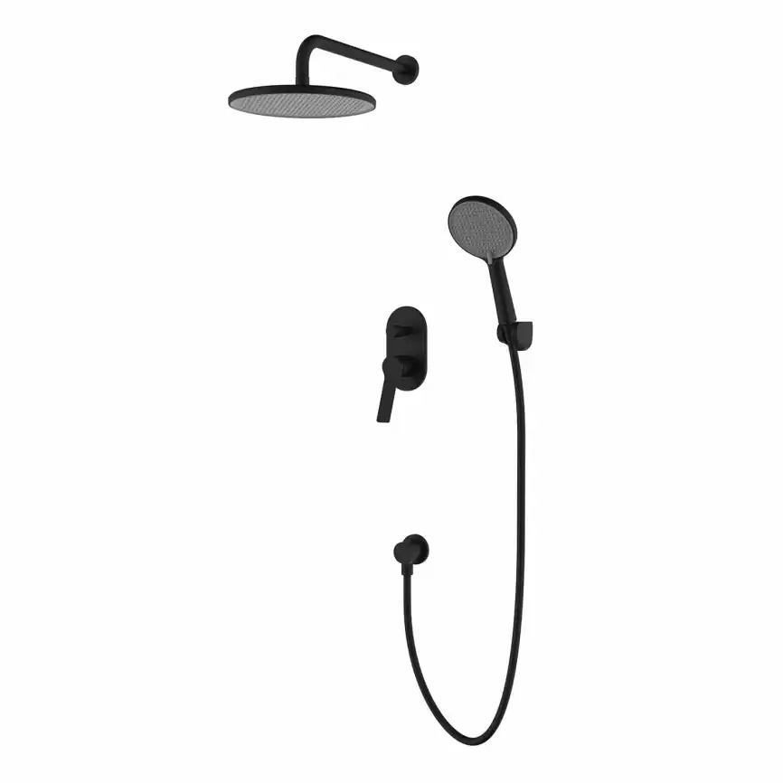 Душевая система Azario VISE AZ-VSA248330PA+82KPA для душа без излива, встраиваемая с верхним душем, Черный матовый фото 1