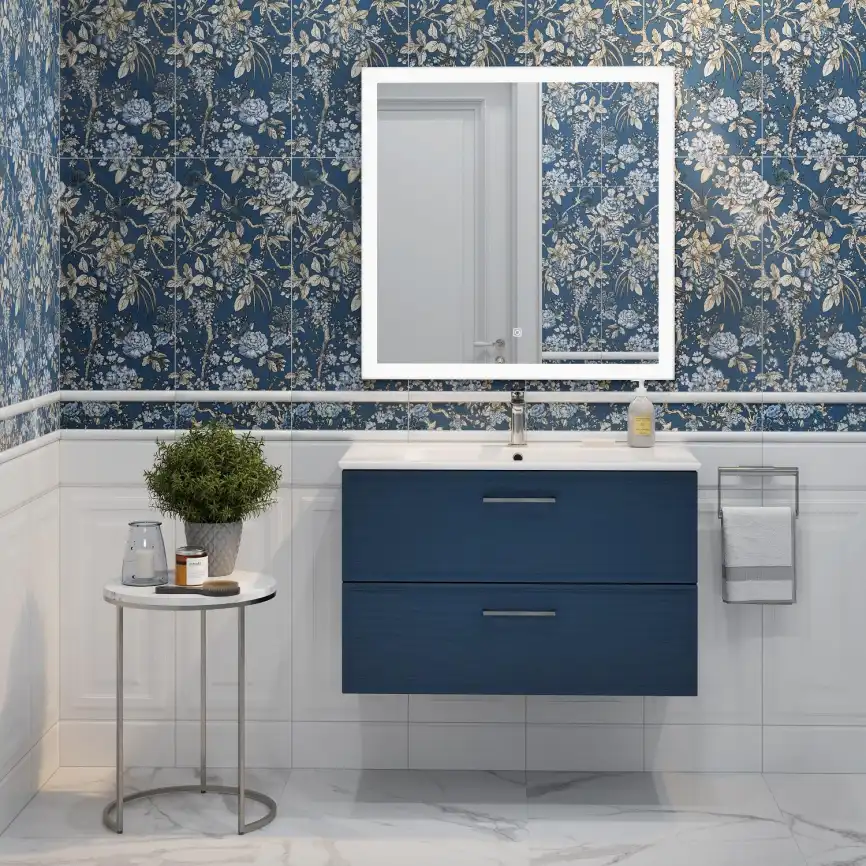 Тумба под раковину Kerama Marazzi PIANO CLASSIC 85 см, PIA.CL.85\BLU.M подвесная, синий матовый фото 4