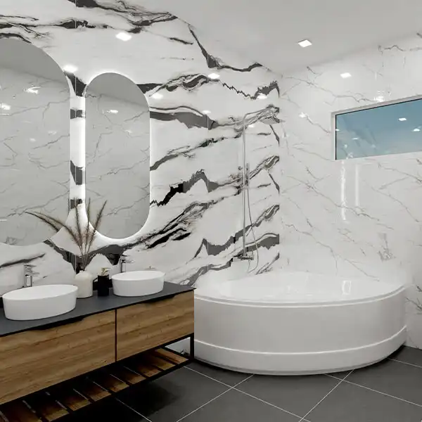 Керамогранит AVS Black Panda 60x120 полированный, белый фото 7