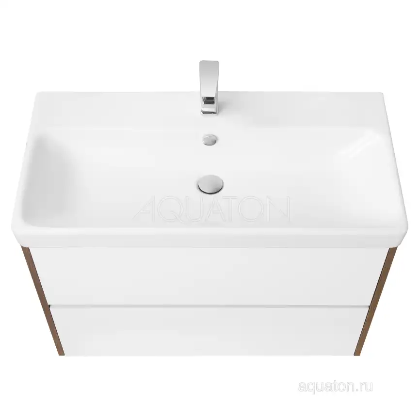 Тумба под раковину Aquaton Сканди 90 1A251901SDZ90 подвесная цвет, белый / дуб рустикальный фото 7