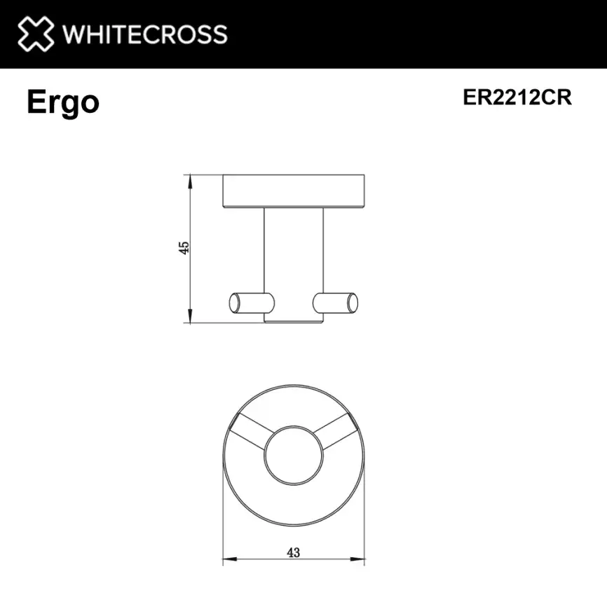 Крючок двойной Whitecross ERGO chrome, ER2212CR, Хром фото 2