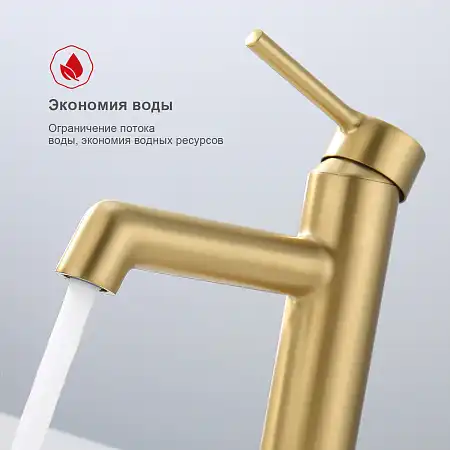 Смеситель для раковины Raglo R20.10.03, Золото матовое фото 3