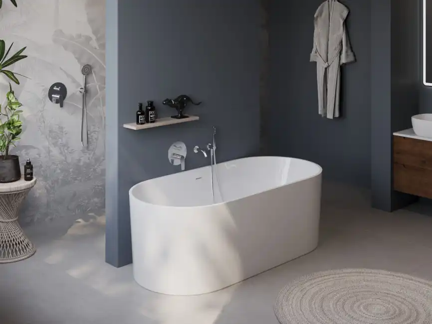 Акриловая ванна BELBAGNO BB705-1700-800 овальная, отдельностоящая, Белая фото 7
