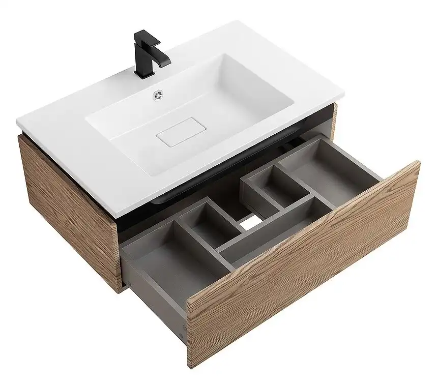 Тумба под раковину Cezares SLIDER 80 см, SLIDER-800-1C-SO-RT-P подвесная, Дуб тангент фото 5