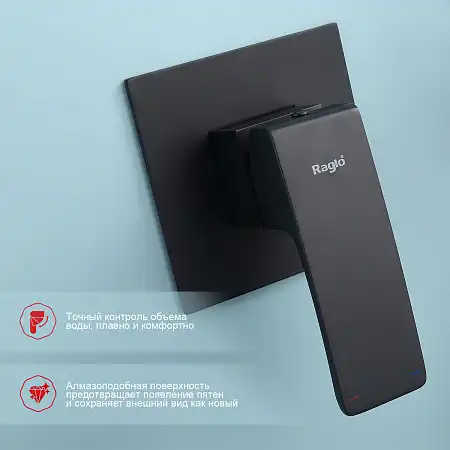 Смеситель с гигиеническим душем Raglo R01.53.06, Черный матовый фото 2