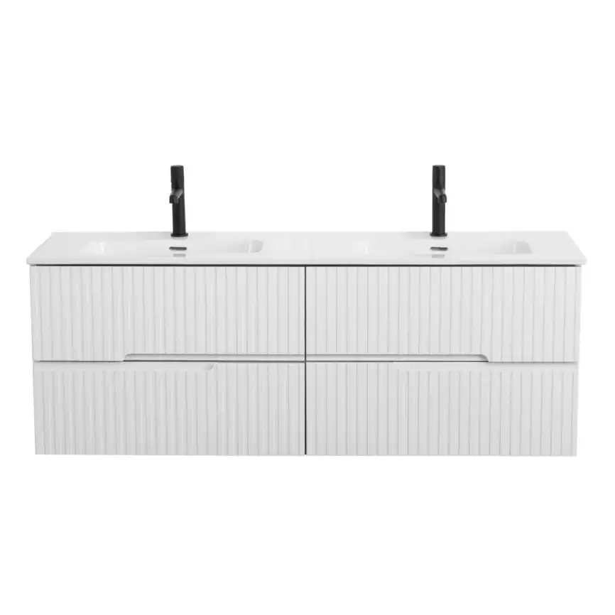 Тумба под раковину Cezares DUET-N 140 см, DUET-N-1400-4C-SO-2-BL подвесная, Bianco Lucido фото 1