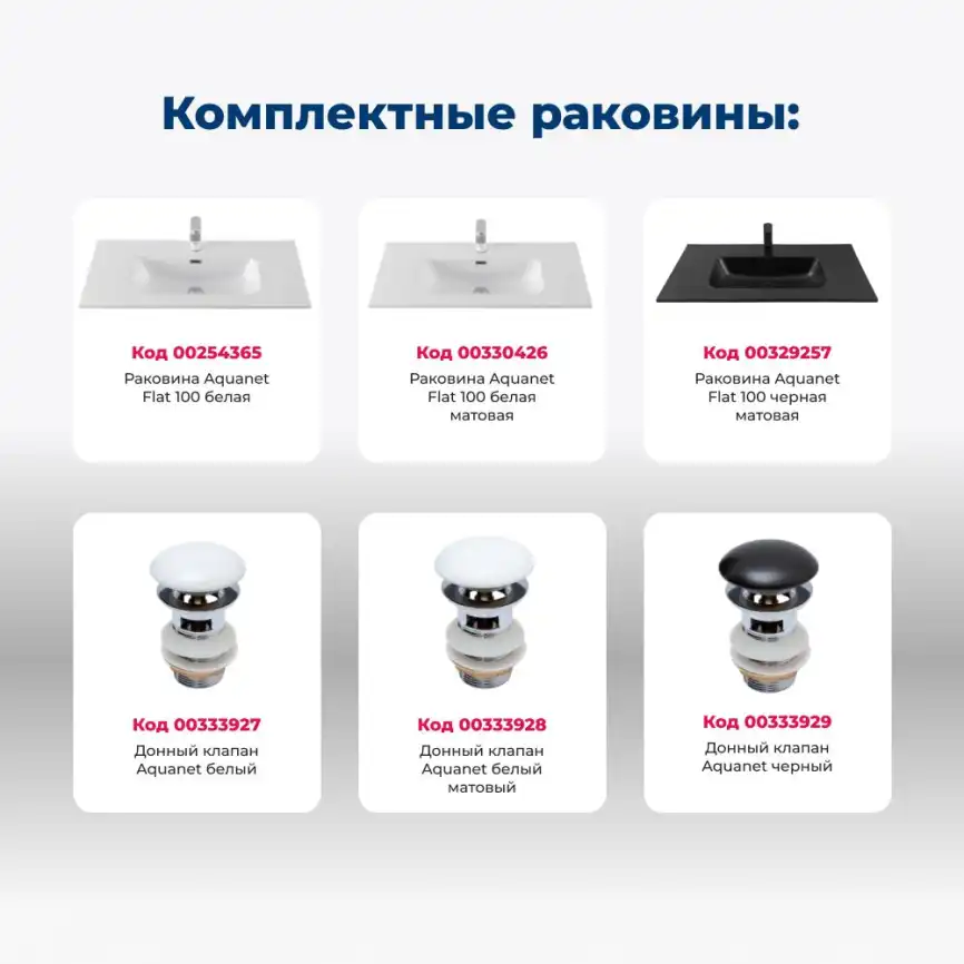 Тумба под раковину Aquanet Джейн (Flat) 100 белый матовый 335426 фото 7