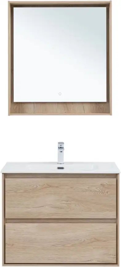 Тумба под раковину Aquanet Милан 80 дуб светлый, подвесная, 336384 фото 12