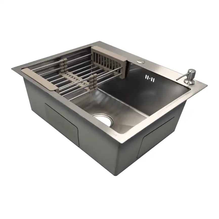 Кухонная мойка AZARIO NICOLE 500х500х220 нержавеющая сталь, серебро соты: AZS5050H фото 3