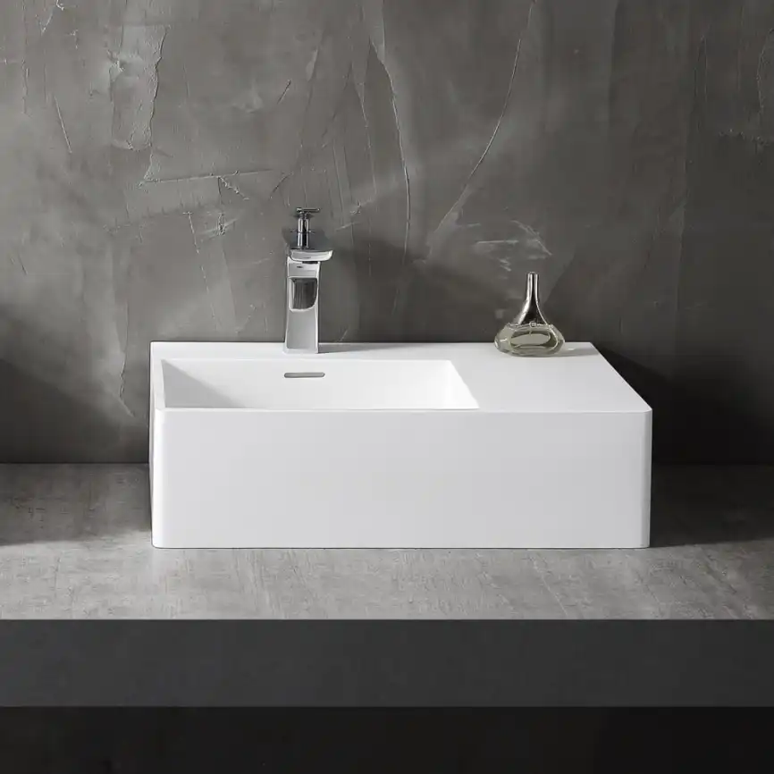 Раковина подвесная ABBER STEIN 56х38,5х16 AS2644 L, прямоугольная, белая матовая фото 2