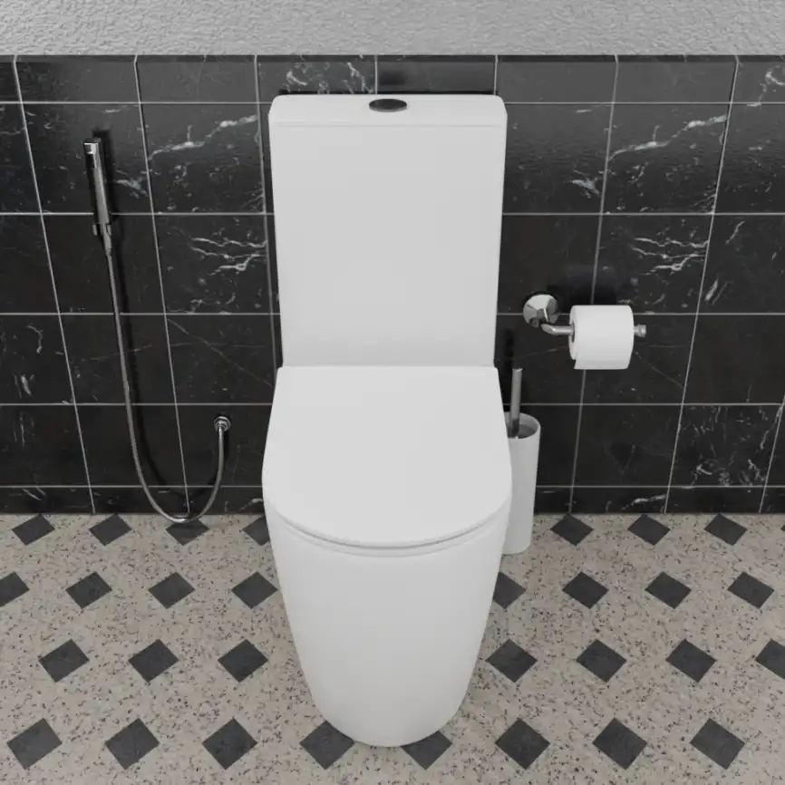 Унитаз-компакт Ceramalux 1289A, безободковый, с бачком и сидением микролифт Белый фото 3