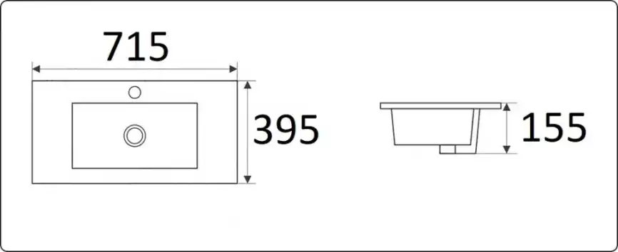 Умывальник CeramaLux 9393-70 715х395х155 Полувстраиваемая цвет Белый фото 2