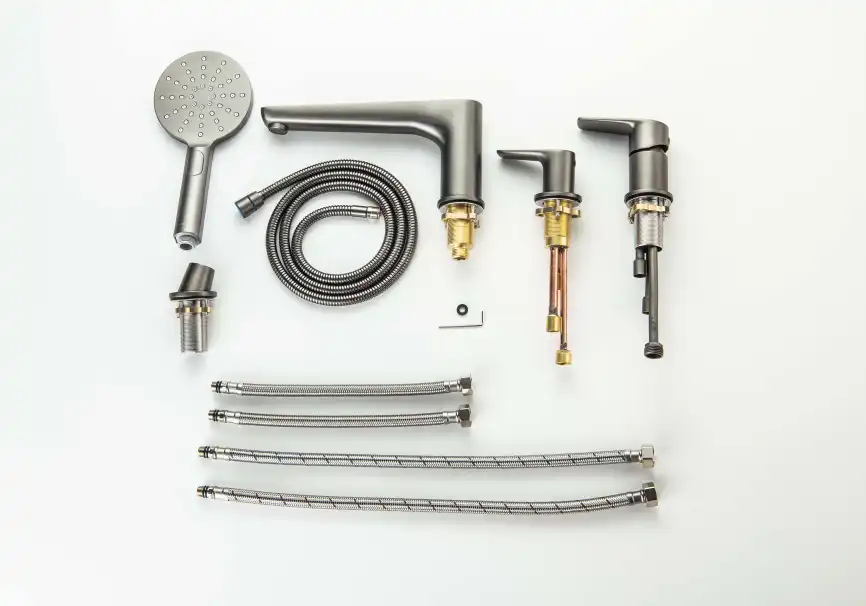 Смеситель на борт ванны Aquatek Бетта AQ1148BGM, Оружейная сталь фото 4