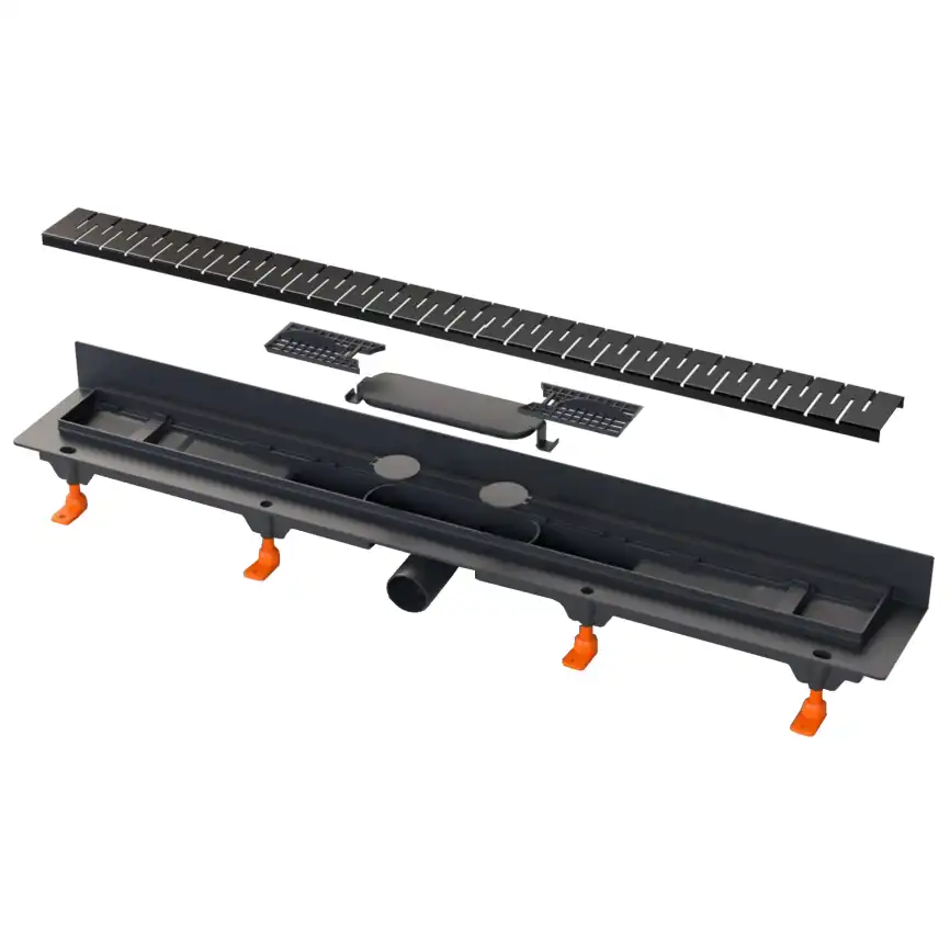 Душевой лоток Azario Medium 65 см AZ-CH 650/50 MC с перфорированной решеткой, Черный матовый фото 2