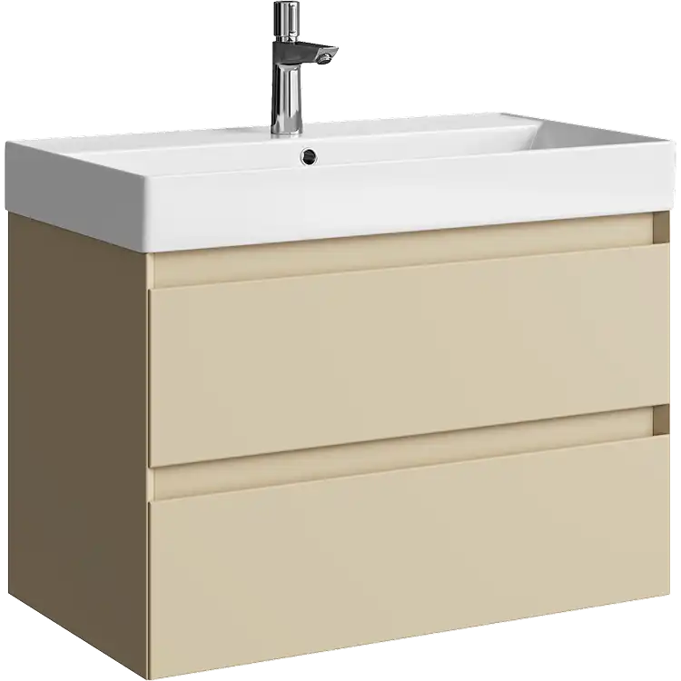 Тумба с раковиной подвесная Aqwella Geometria 80 GE01082MD, с двумя ящиками, цвет морская дюна фото 1