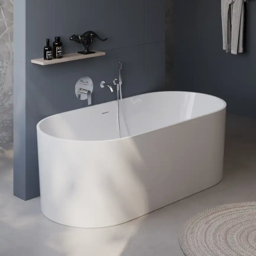 Акриловая ванна BELBAGNO BB705-1700-800 овальная, отдельностоящая, Белая фото 8
