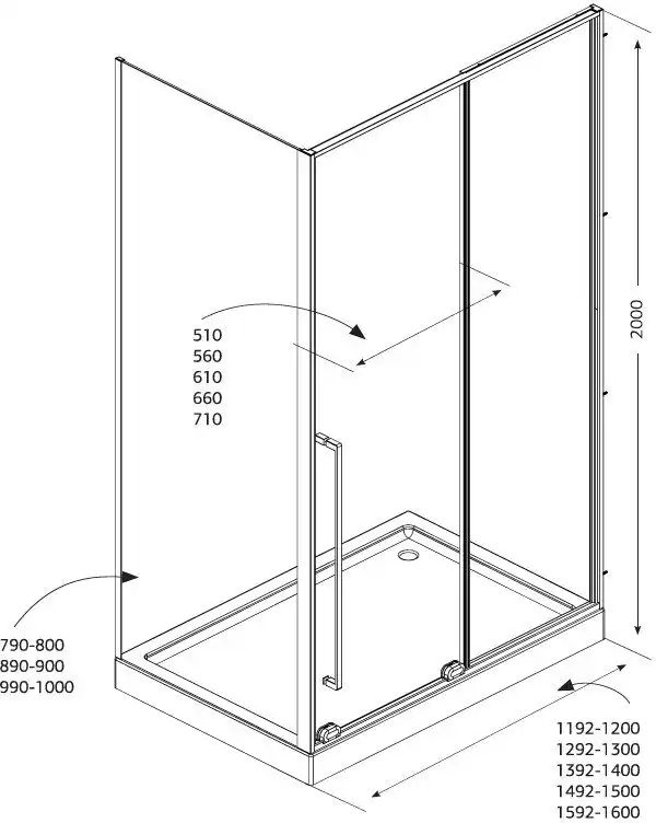 Душевой уголок Allen Brau Fantasy 150x100 3.11009.31 + 3.11014.31 черный матовый фото 3