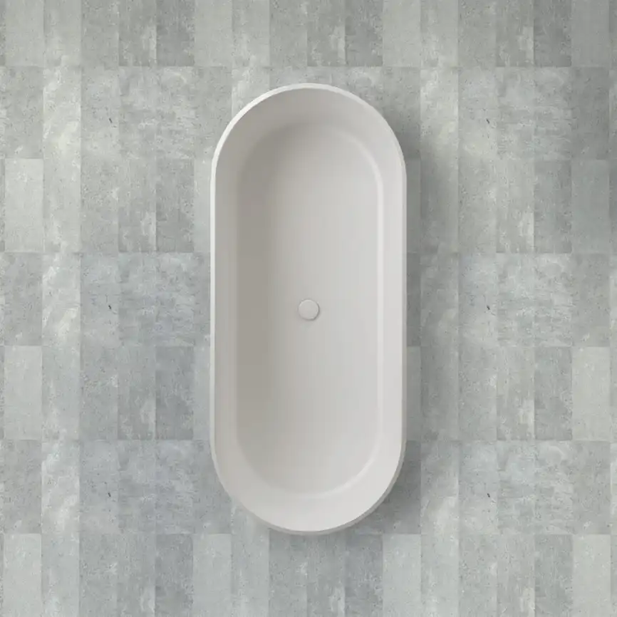 Ванна  Abber Stein 170х75 AS9607 из искусственного камня, Белая матовая фото 5