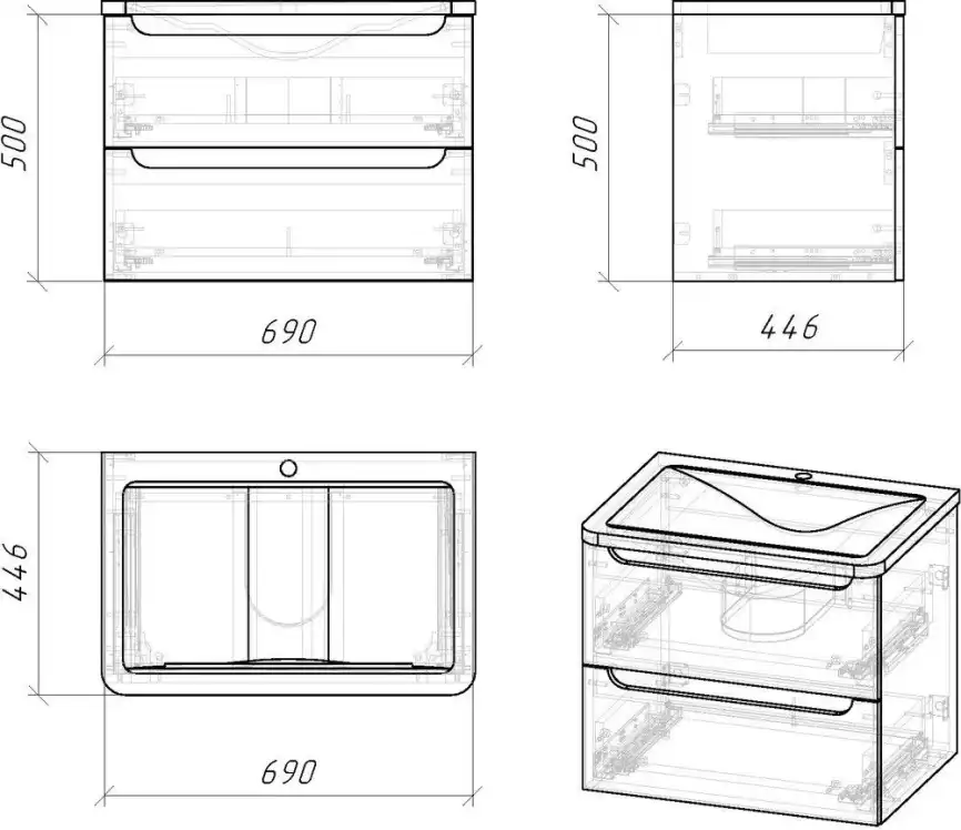 Тумба под раковину Grossman Адель 70 подвесная, белая глянцевая (107006) фото 7