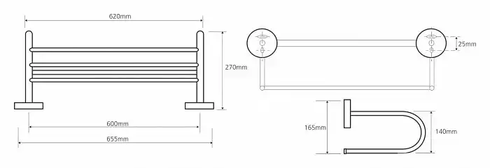 Полочка для полотенец тип U 65,5 см BEMETA OMEGA хром 104205172 фото 2