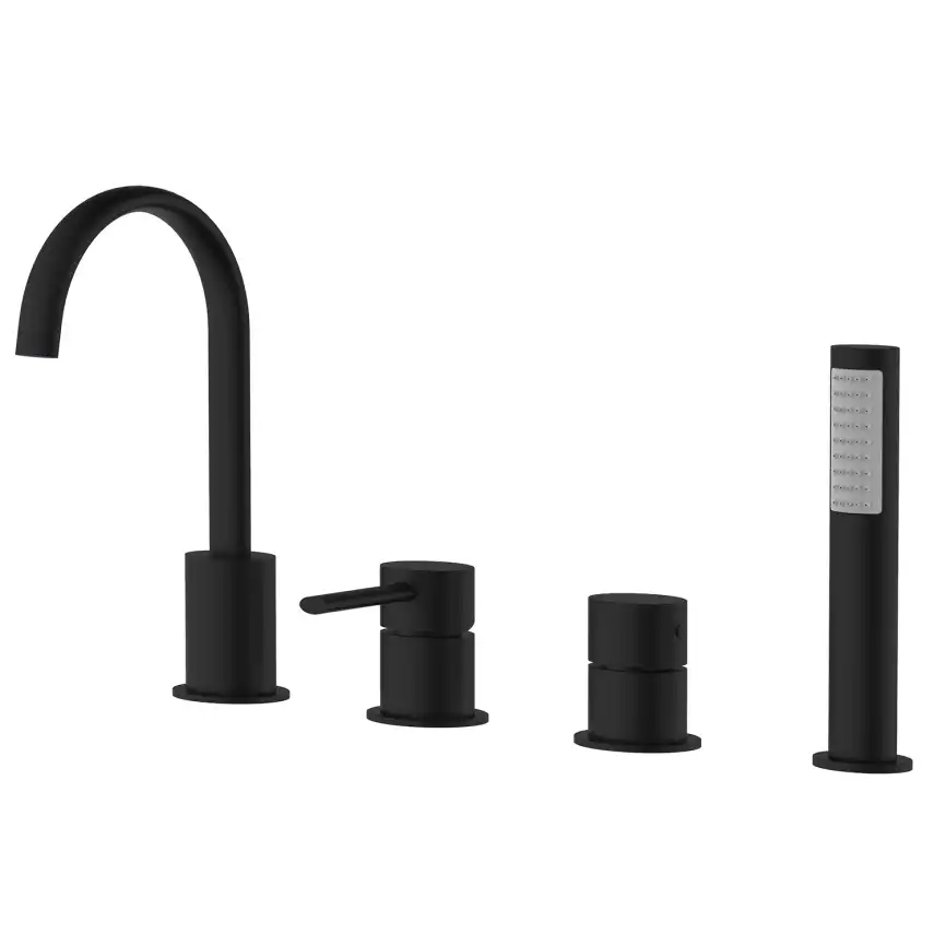 Смеситель на борт ванны Azario DELICATE AZ-QA28173PA-0307APA, однорычажный, с каскадным изливом, Черный матовый фото 1