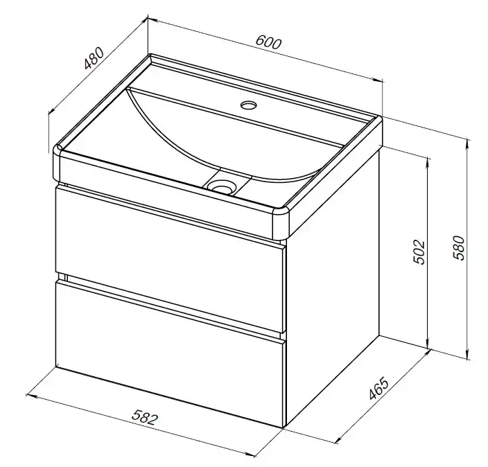 Тумба под раковину Aquanet Вега 60 (2 ящика) 308318 фото 2