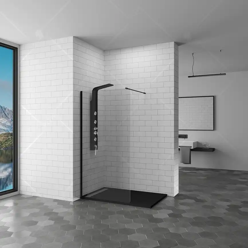 Душевая перегородка Good Door Walk IN SP-130-C-В, ВИ00016, профиль Черный, стекло Прозрачное фото 1