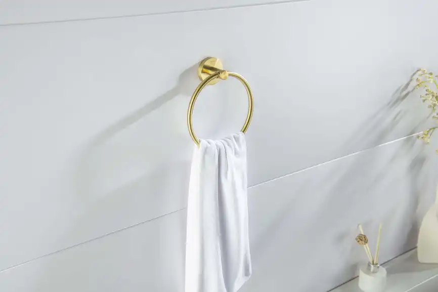 Держатель полотенец кольцо Aquatek Европа AQ4112BG, Золото матовое фото 3