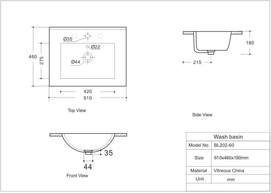 Раковина Aquanet Flow 60, белая, 347429 фото 2