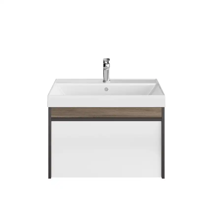 Тумба под раковину Kerama Marazzi MODULA 70 см, MO.70.1+1\AR подвесная, Арабика / Белый глянцевый фото 2