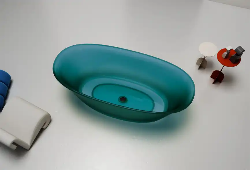 Прозрачная ванна ABBER Kristall AT9707Aquamarin 170х75 бирюзовая фото 3