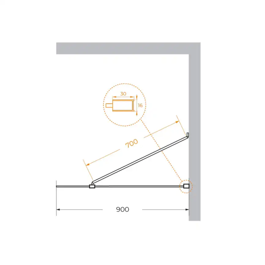 Душевая перегородка универсальная LIBERTA-L-1-TB-90-C-Cr стекло Прозрачное, профиль Хром фото 6