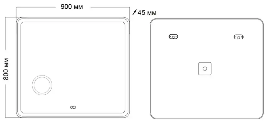 Зеркало Grossman Leo 90х80 169080 с подстветкой, сенсорный выключатель, с подогревом фото 3