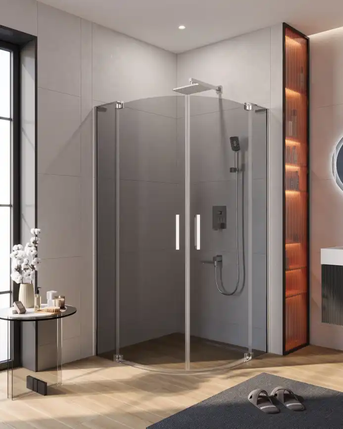 Душевой уголок CEZARES SLIDER-R-2-90/100-GRIGIO-Cr стекло Тонированное (графит), профиль Хром фото 1