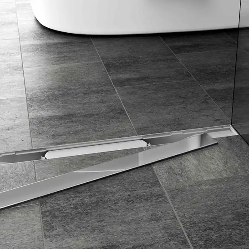 Душевой лоток Azario Klasik 65 см AZ-CH 650/50 K с решеткой под плитку, Хром матовый фото 2