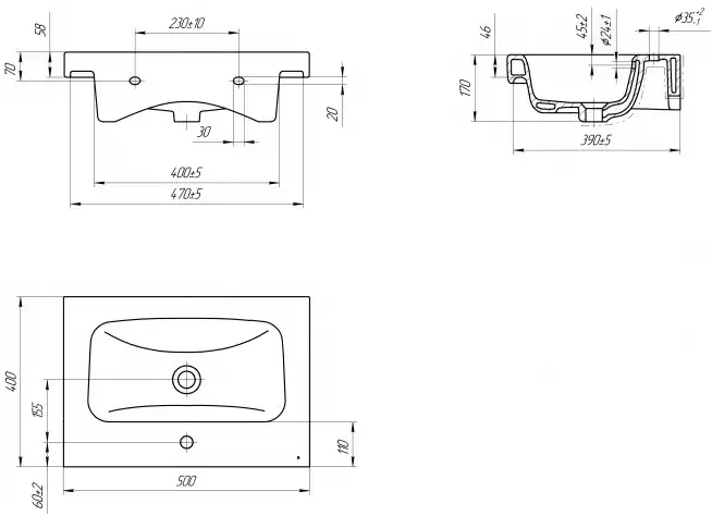 Раковина для тумбы Aquanet Moduo 50 S-UM-MOD50/1 фото 2