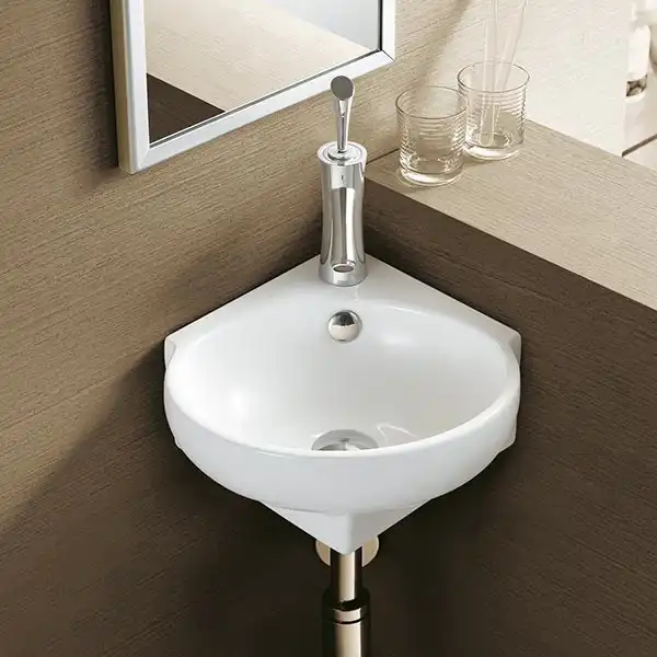 Раковина угловая AVS Лара 39х37 подвесная, белая фото 3