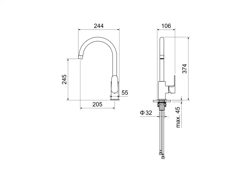 Смеситель для кухни Aquatek Оберон AQ1282CR поворотный излив, Хром фото 2