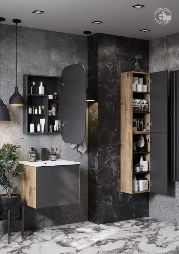 Зеркало-шкаф Aquaton Сохо 60 1A258302AJA0R  правый цвет, графит фото 7