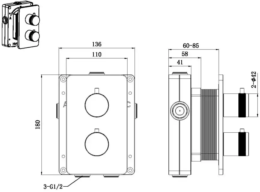 Смеситель для ванны с душем Allen Brau Priority 5.31314-BN встраиваемый, с внутренней частью, Никель фото 2