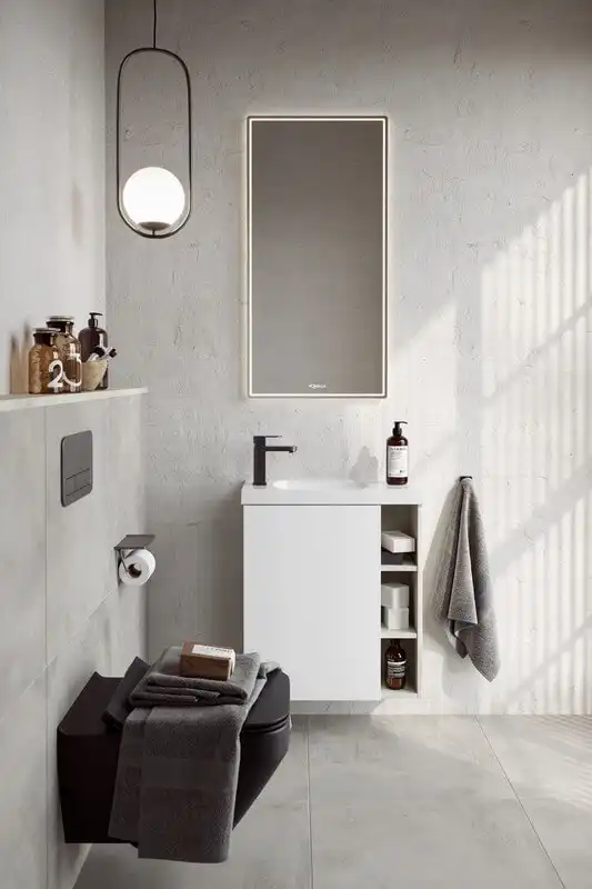 Тумба с раковиной подвесная Aqwella 5 Stars Alba 60 см, ALB0106LLS+ALB0706WM, цвет Камень натуральный фото 2